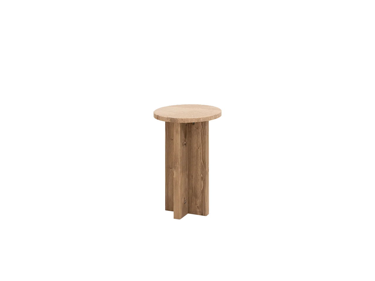 Mesa auxiliar de mármol daino reale y patas de madera maciza DECOWOOD de Ø28x45cm - TOSCANA - DECOWOOD