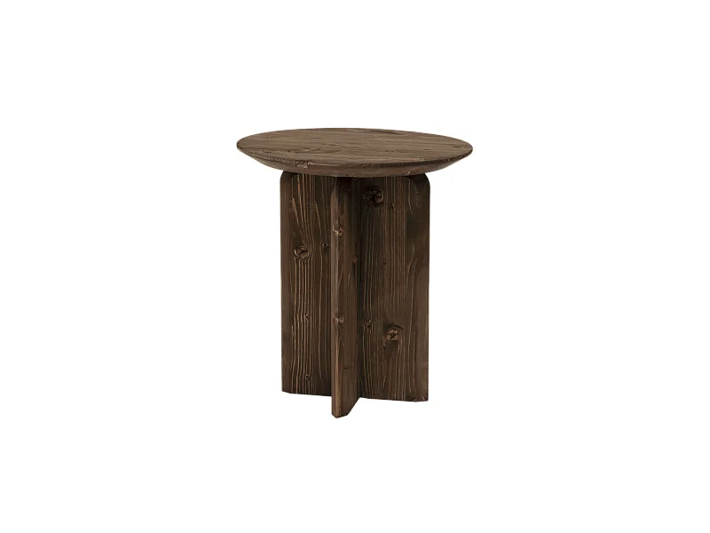 Tavolino ausiliario in legno massello in tono noce 45x50cm - BLOOM - DECOWOOD