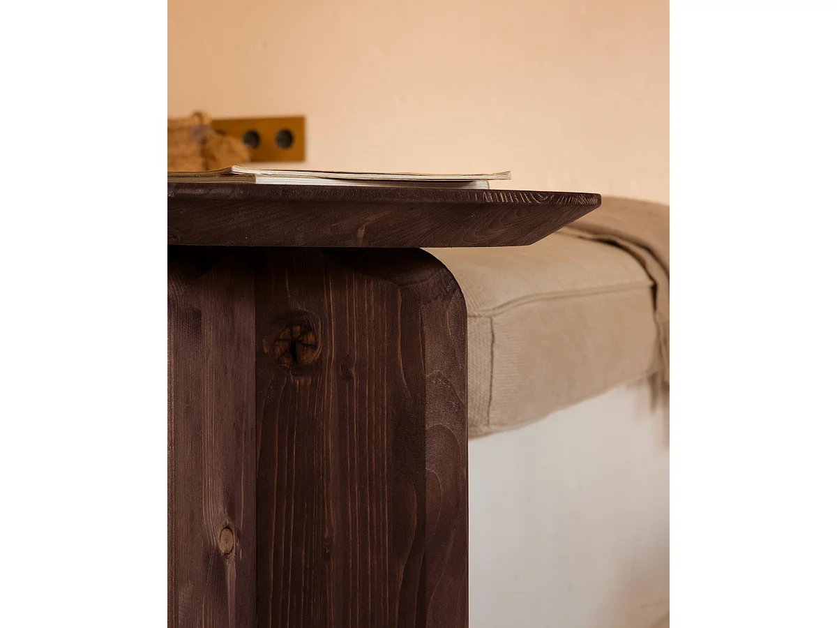 Tavolino ausiliario in legno massello in tono noce 45x50cm - BLOOM - DECOWOOD