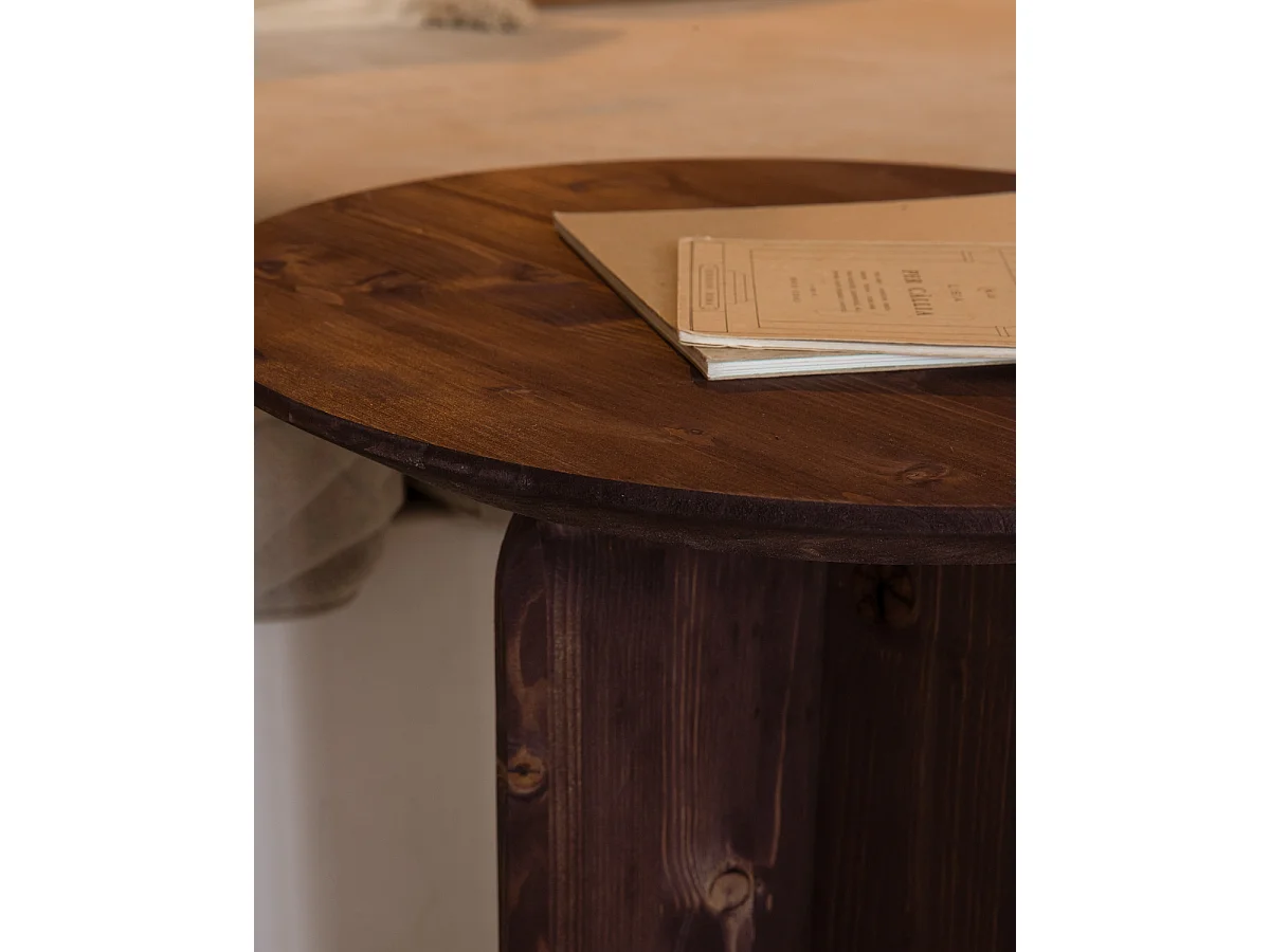 Tavolino ausiliario in legno massello in tono noce 45x50cm - BLOOM - DECOWOOD