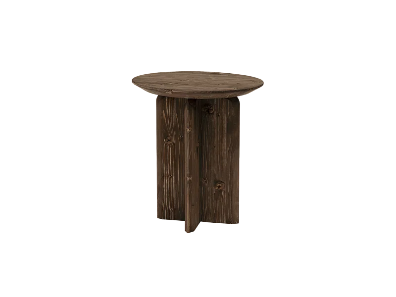 Tavolino ausiliario in legno massello in tono noce 45x50cm - BLOOM - DECOWOOD