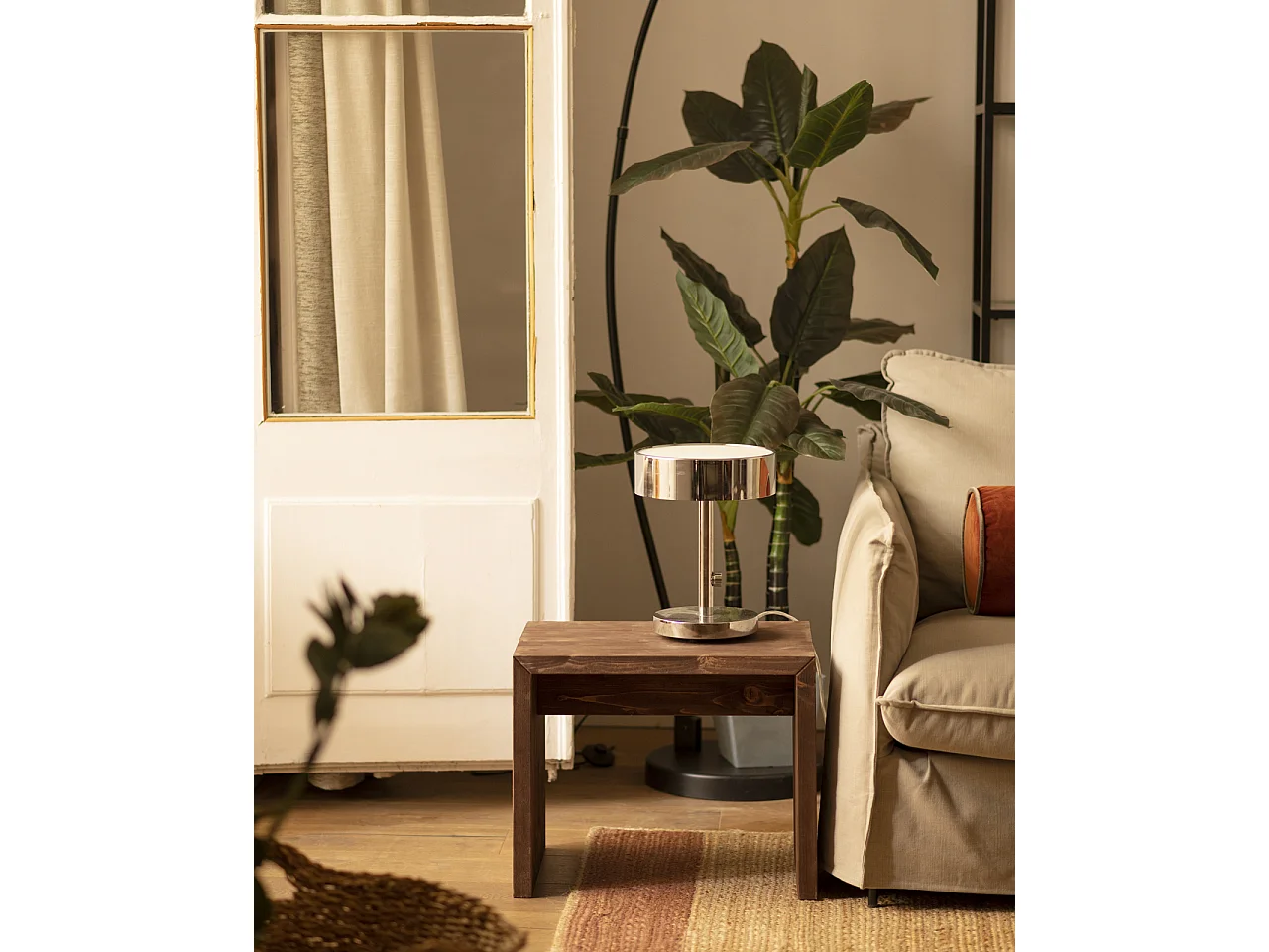 Table / tabouret en bois de sapin marron 45x50cm - TELVA - DECOWOOD