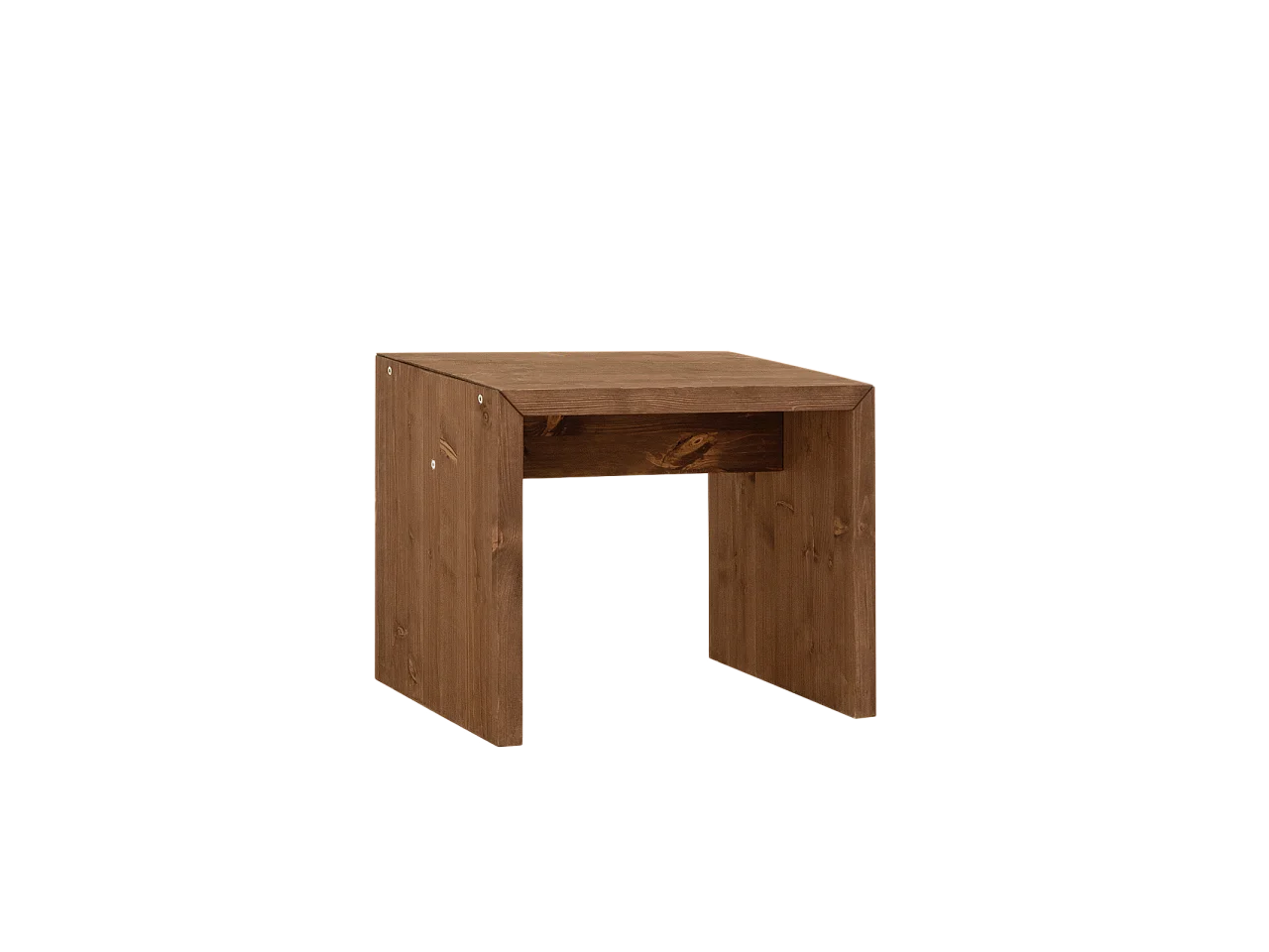 Mesita / Taburete de madera maciza en tono nogal de 45x50cm - TELVA - DECOWOOD