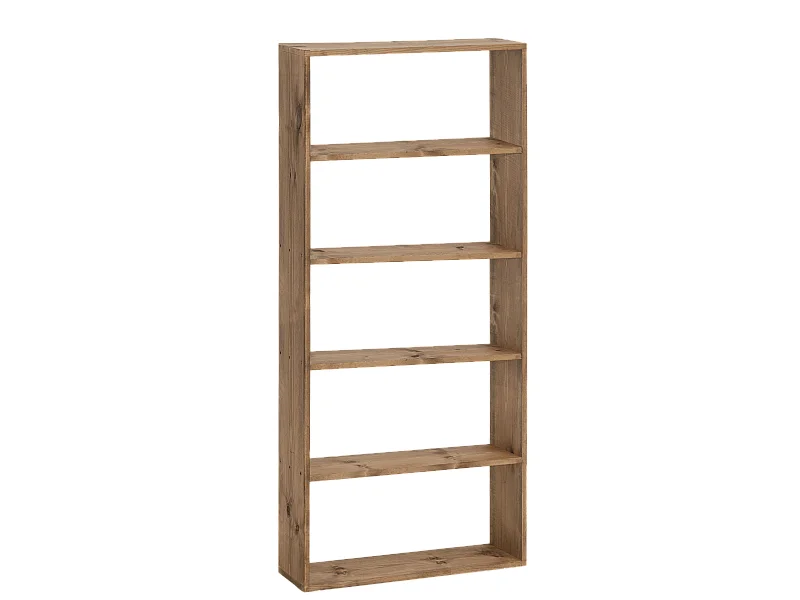 Étagère en bois de pin avec 4 étagères vieilli 80,2x179,6cm - SAURA - DECOWOOD