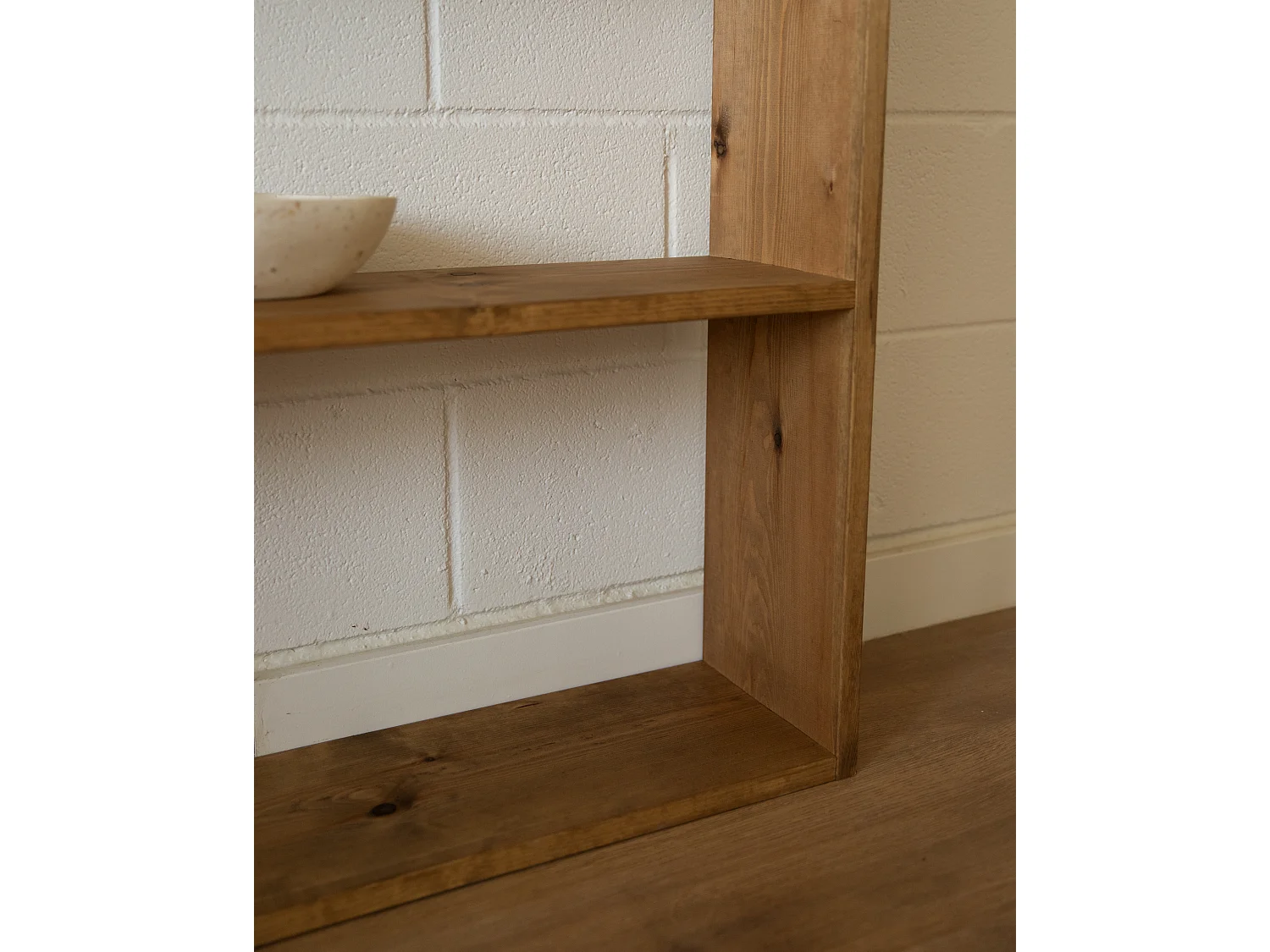 Estantería de madera maciza con 4 estantes roble oscuro - SAURA - DECOWOOD