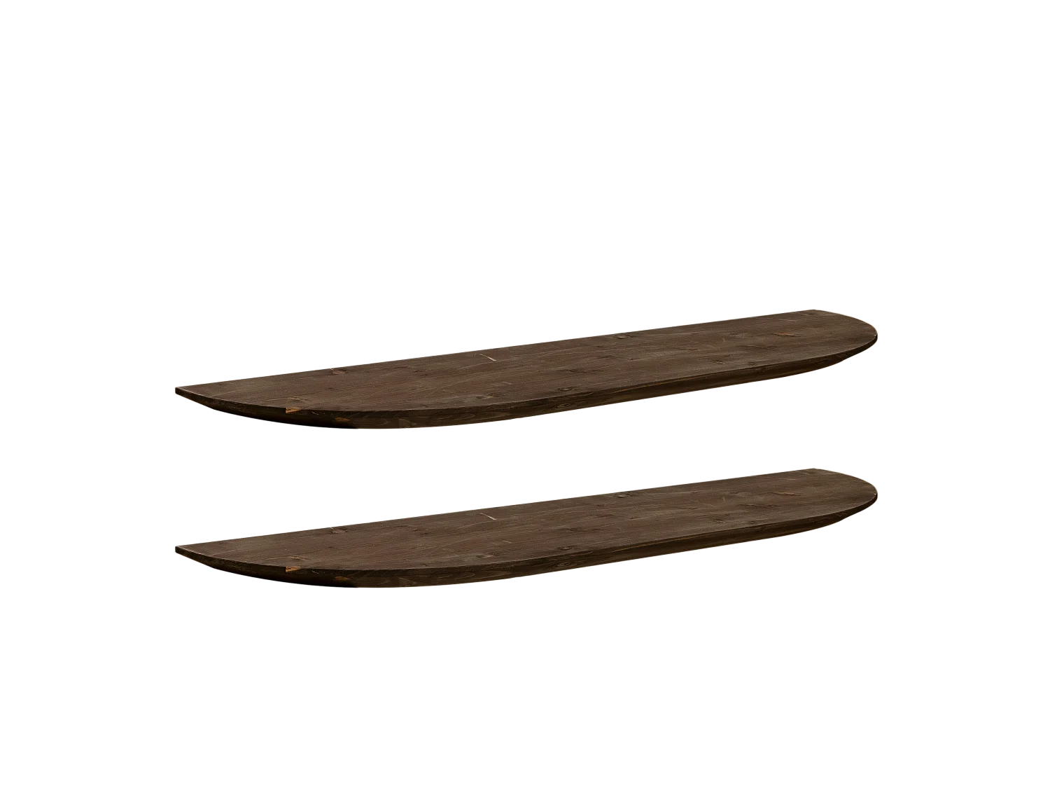 Set 2 ripiani arrotondati in legno massello in tono noce 120x3,2x19,65cm - BLOOM - DECOWOOD