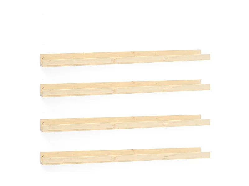 Pack 4 estantes de madera maciza flotante tono natural 50cm - DUC - DECOWOOD