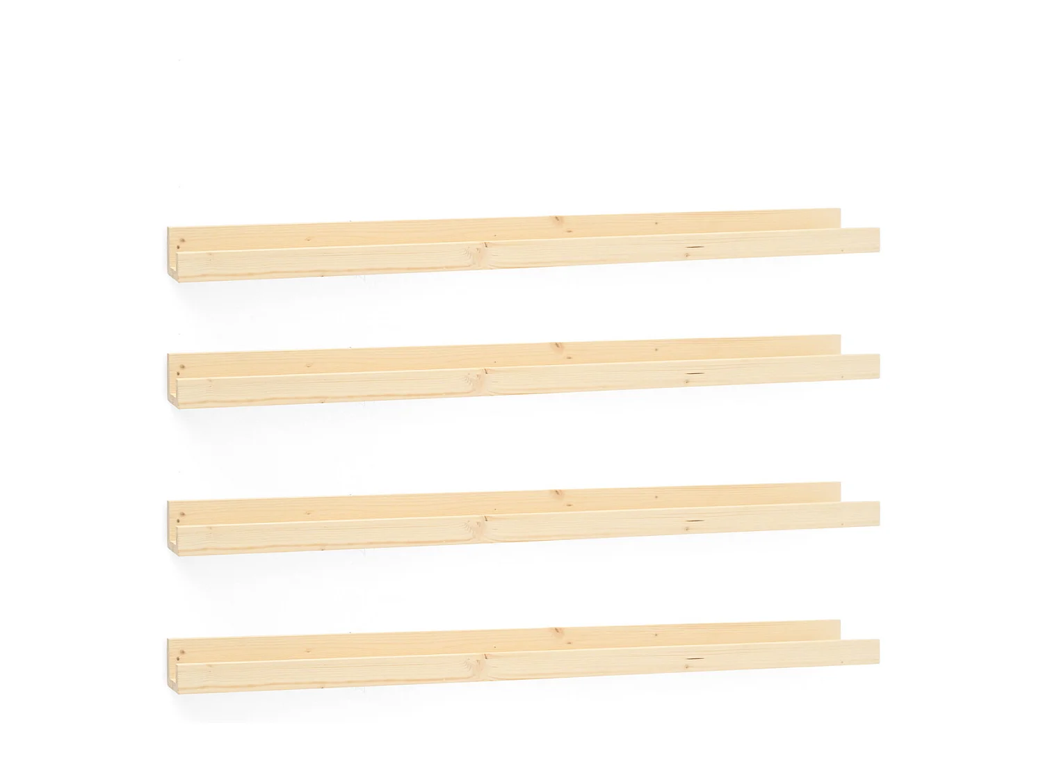 Pack 4 étagères flottantes en bois de pin naturel 50x7cm - DUC - DECOWOOD