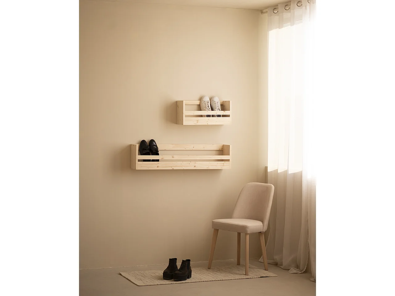 Sarpiera in legno massello in tono naturale 53,5x25cm - BOX - DECOWOOD