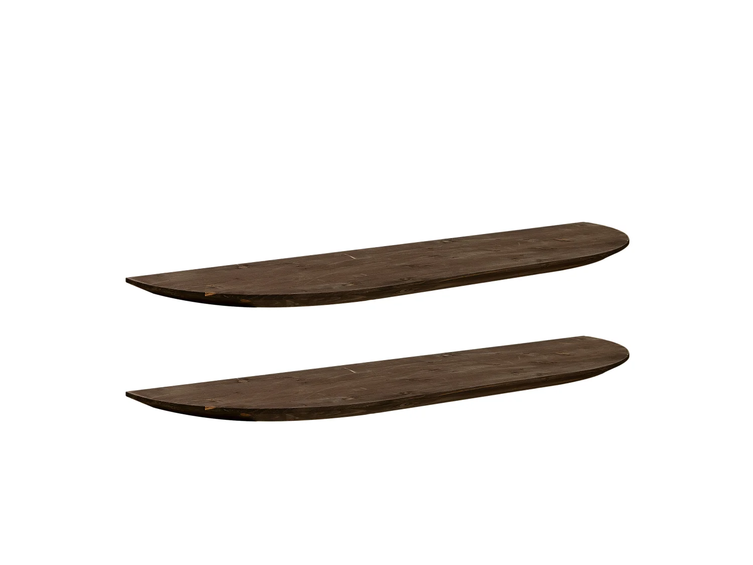 Set 2 ripiani arrotondati in legno massello in tono noce 180x3,2x19,65cm - BLOOM - DECOWOOD