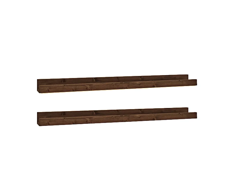 Set 2 scaffali flottanti in legno massello tono noce 50x7cm - DUC - DECOWOOD