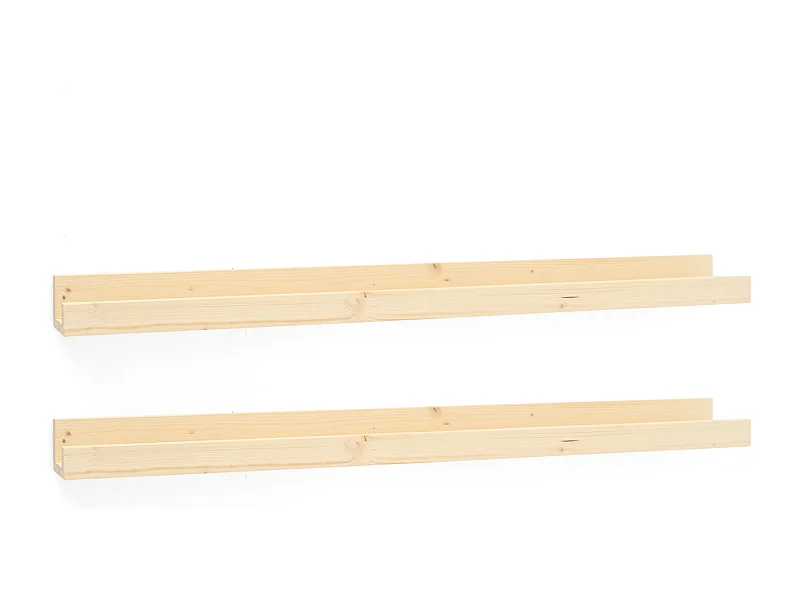 Set 2 scaffali flottanti in legno massello tono naturale 50x7cm - DUC - DECOWOOD