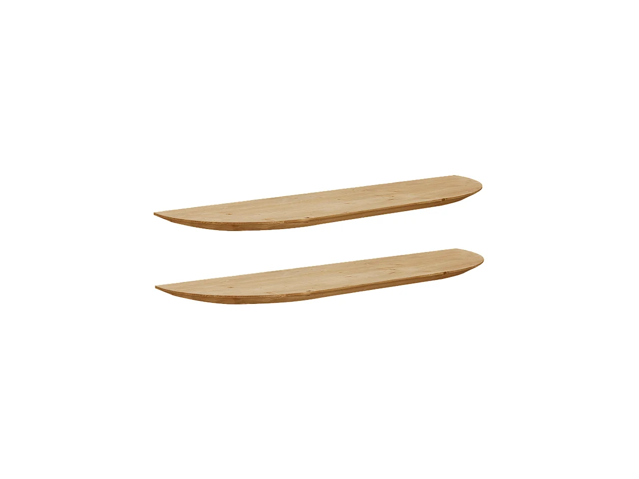 Set 2 ripiani arrotondati in legno massello in tono marrone chiaro 140x3,2x19,65cm - BLOOM - DECOWOOD