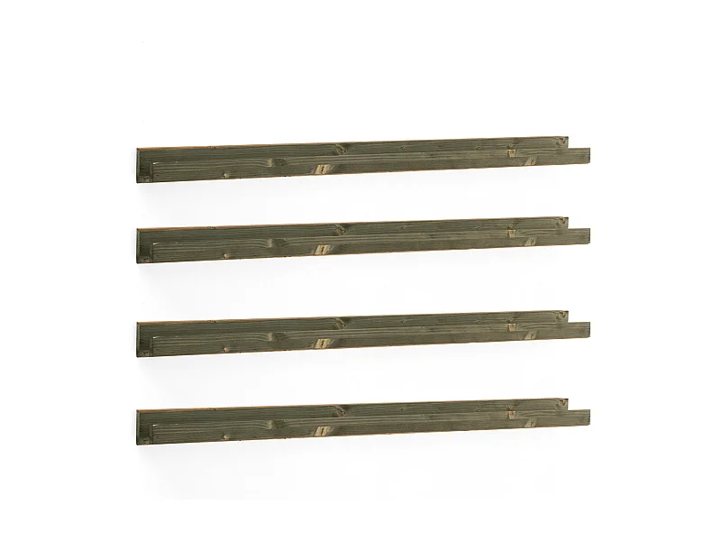 Set 4 scaffali flottanti in legno massello tono verde 50x7cm - DUC - DECOWOOD