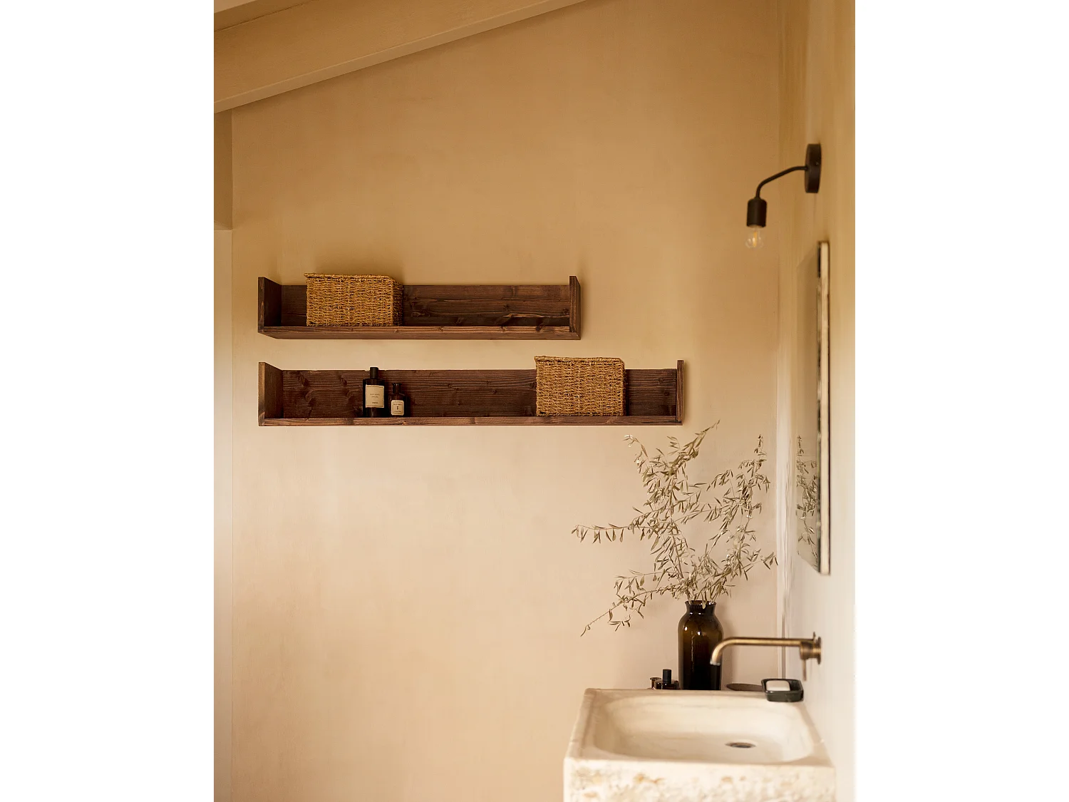 Étagère en bois massif ton marron de 120x16cm - ONA - DECOWOOD