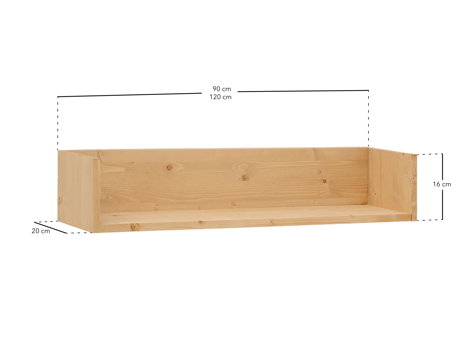 Étagère en bois massif ton marron de 120x16cm - ONA - DECOWOOD