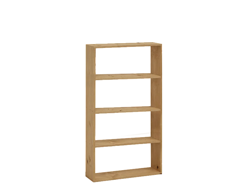 Scaffale in legno massello in tono marrone chiaro con 3 ripiani - SAURA - DECOWOOD