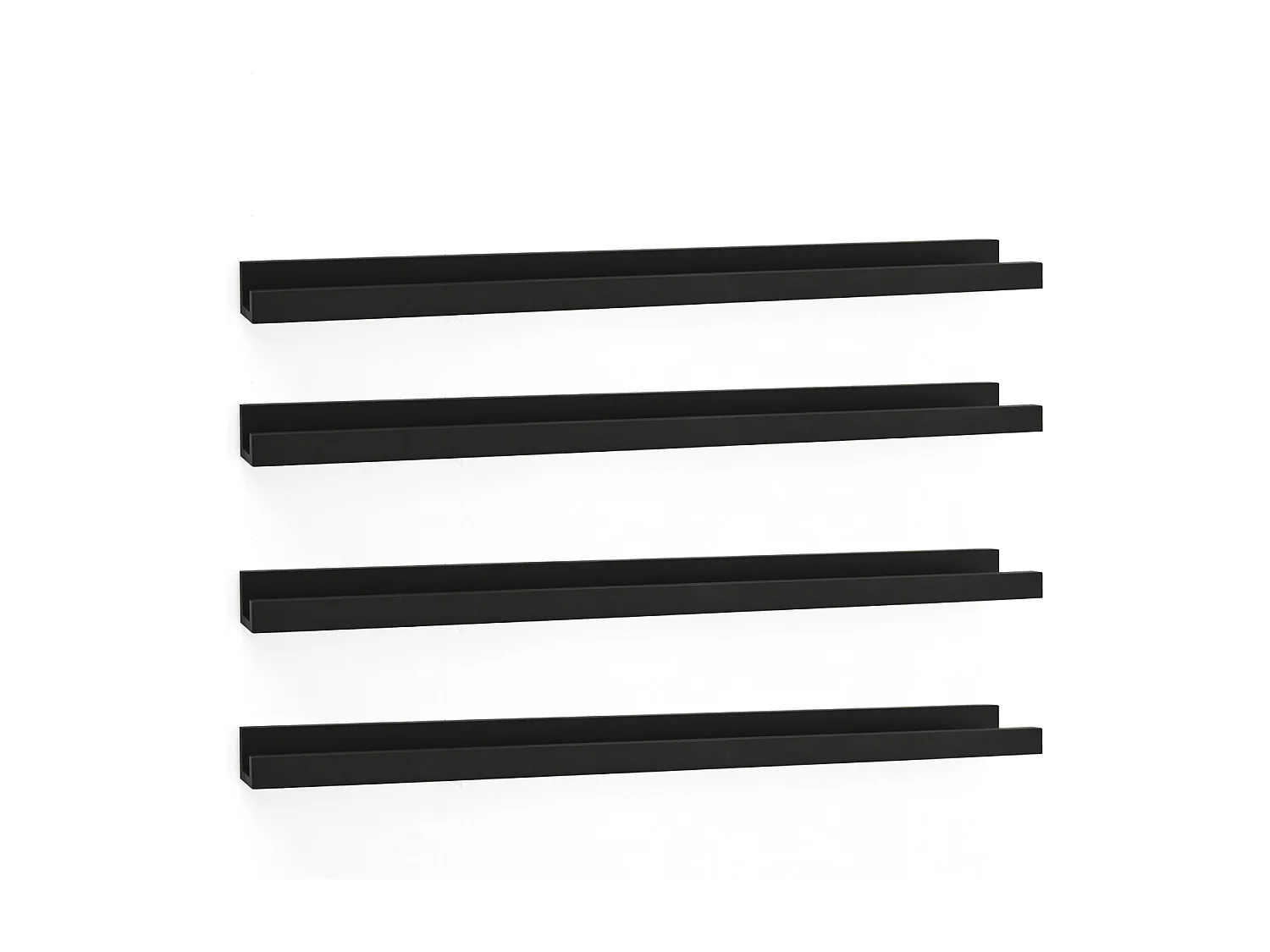 Pack 4 estantes de madera maciza flotante tono negro 50cm - DUC - DECOWOOD