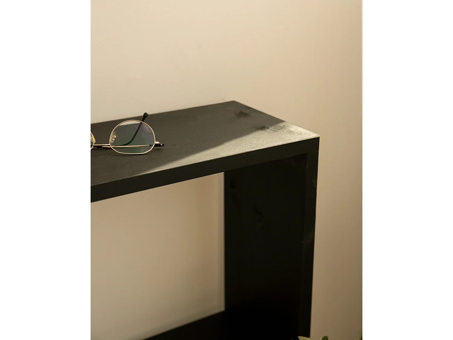 Estantería de madera mazica con 1 estante negro - SAURA - DECOWOOD