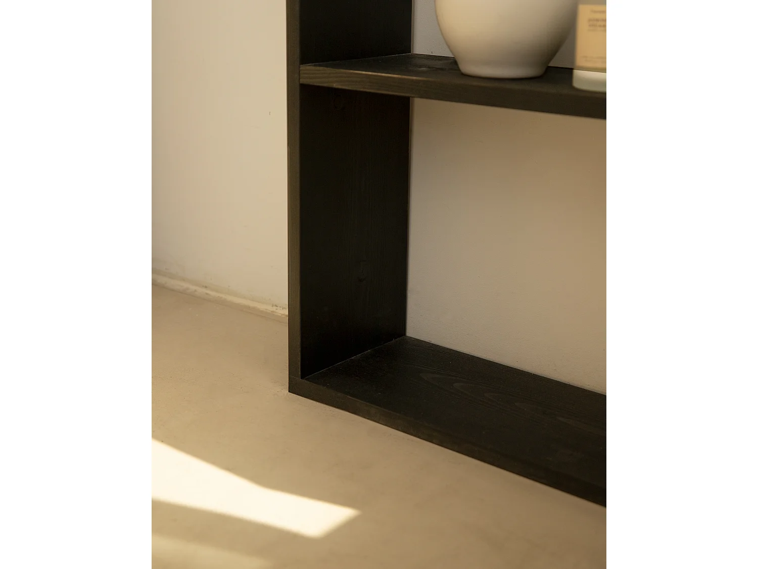 Estantería de madera mazica con 1 estante negro - SAURA - DECOWOOD