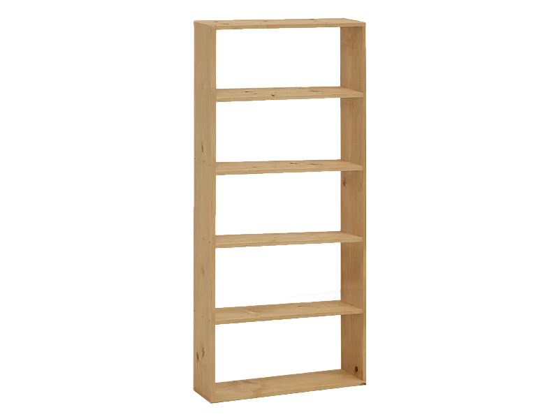 Estantería de madera maciza con 4 estantes roble medio - SAURA - DECOWOOD