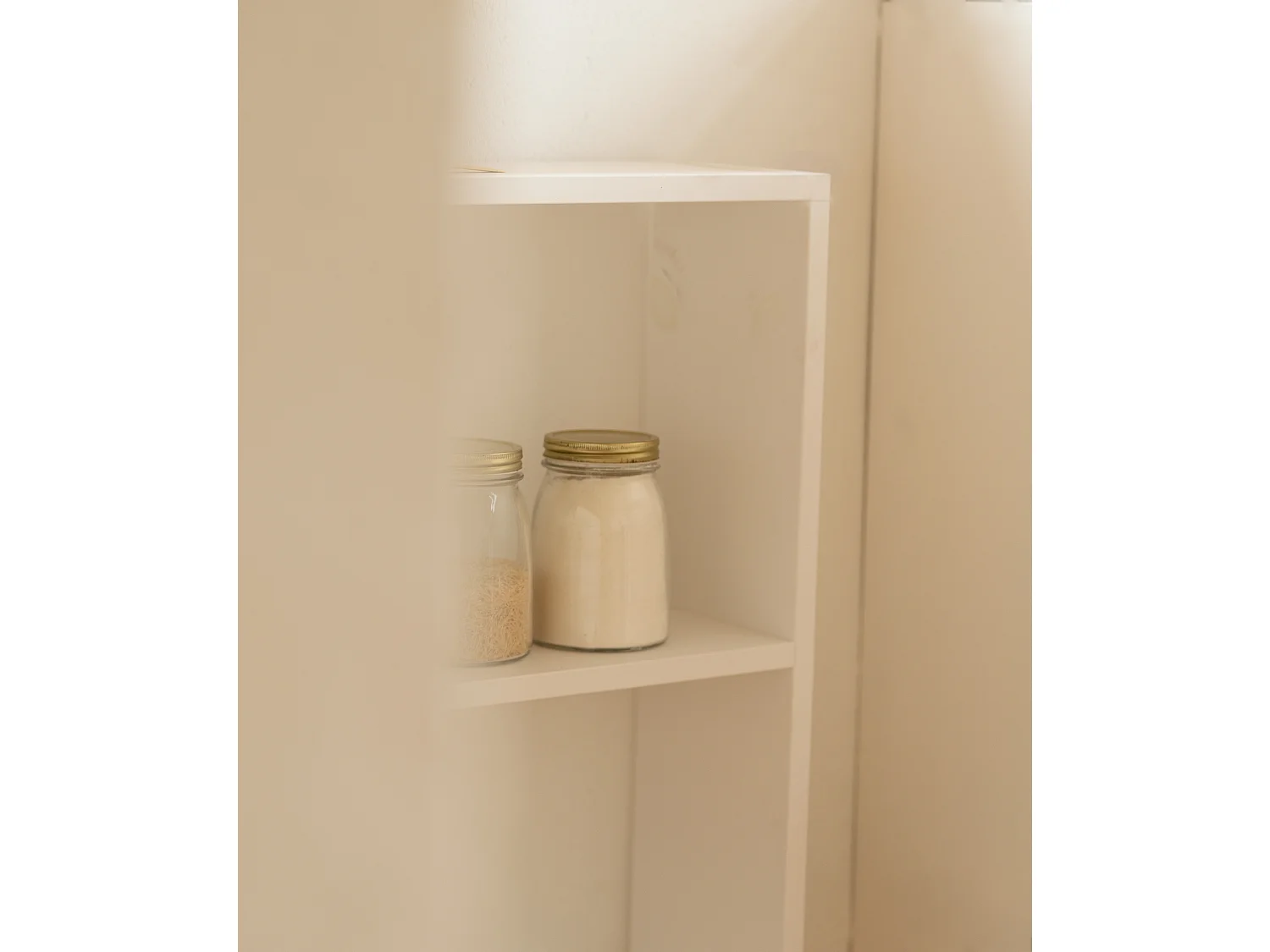 Estantería de madera maciza con 1 estantes blanco - SAURA - DECOWOOD