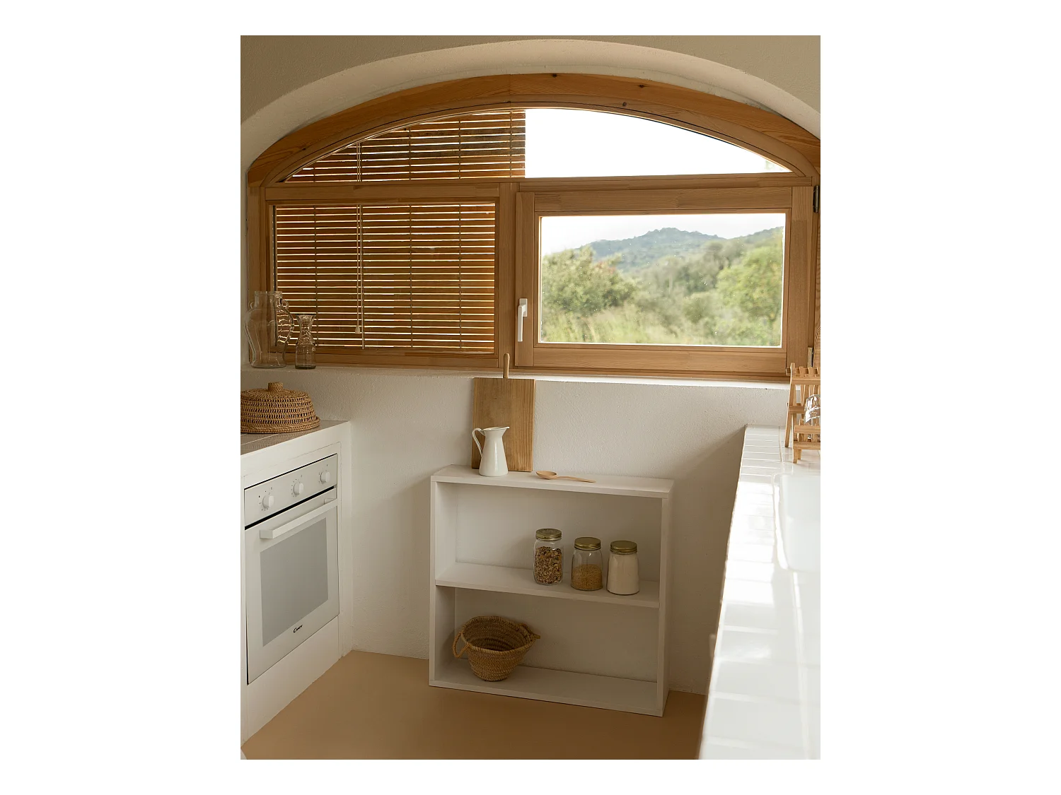 Estantería de madera maciza con 1 estantes blanco - SAURA - DECOWOOD