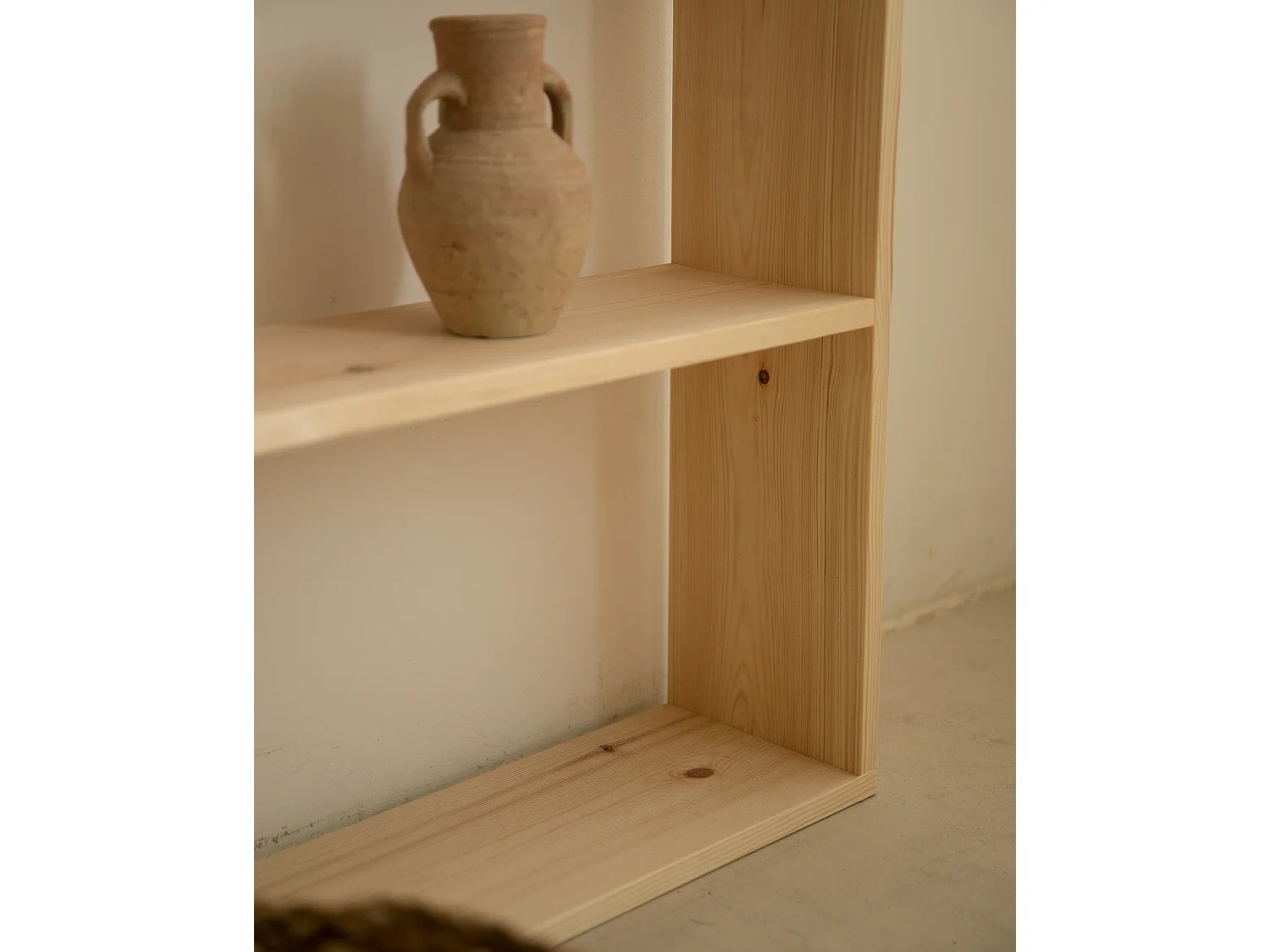 Estantería de madera maciza con 3 estantes natural - SAURA - DECOWOOD