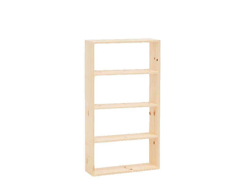 Estantería de madera maciza con 3 estantes natural - SAURA - DECOWOOD