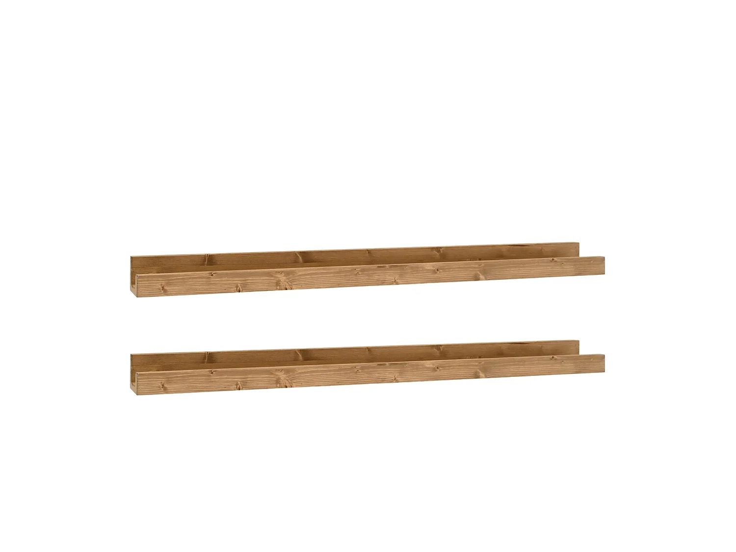 Pack 2 estantes de madera maciza flotante tono roble oscuro 50cm - DUC - DECOWOOD