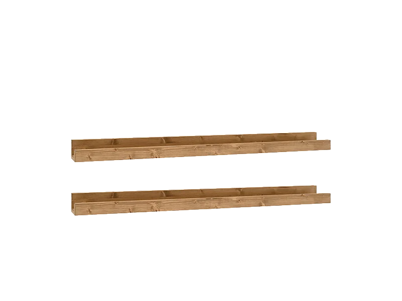 Set 2 scaffali flottanti in legno massello tono marrone 50x7cm - DUC - DECOWOOD
