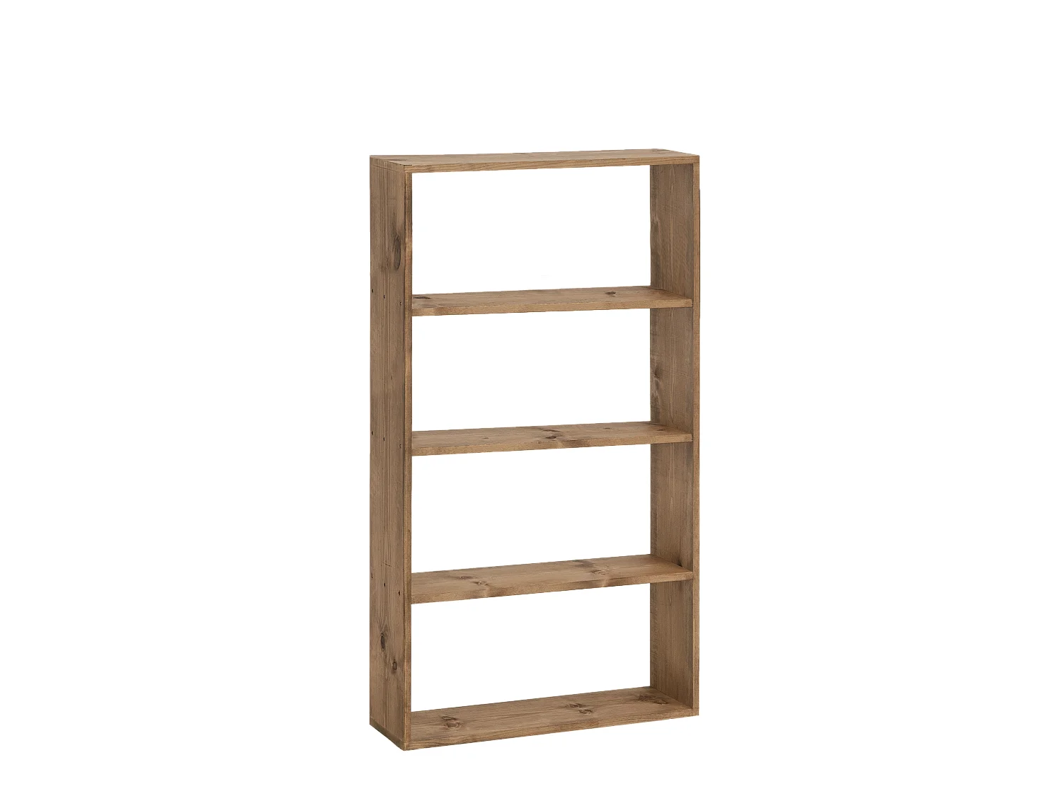 Scaffale in legno massello in tono rovere scuro con 3 ripiani - SAURA - DECOWOOD