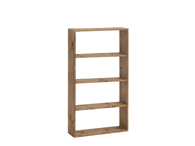 Estantería de madera maciza con 3 estantes roble oscuro - SAURA - DECOWOOD