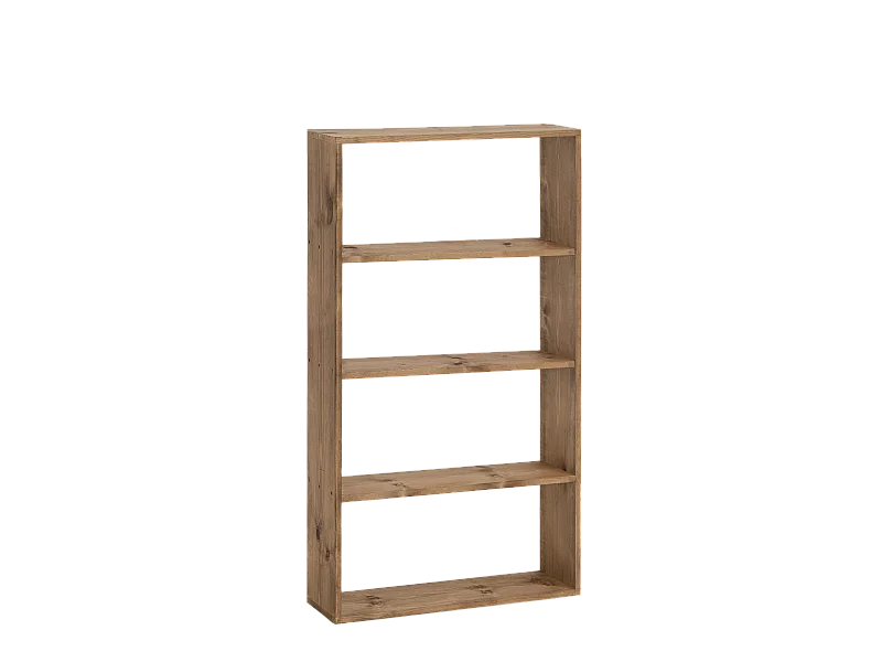 Étagère en bois de pin avec 3 étagères vieilli 80,2x144,1cm - SAURA - DECOWOOD