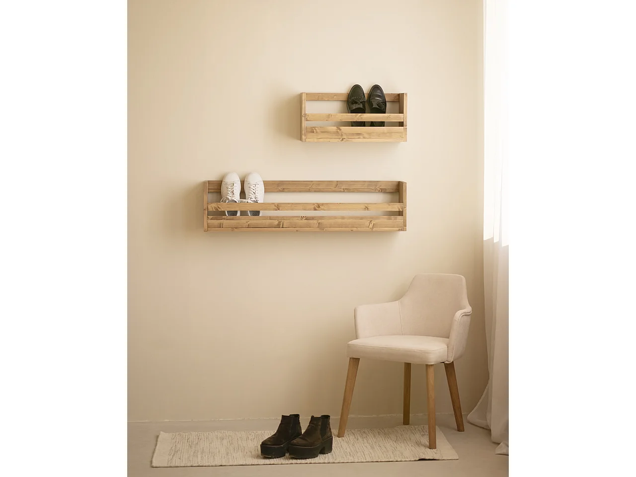 Sarpiera in legno massello in tono rovere scuro 103,5x25cm - BOX - DECOWOOD