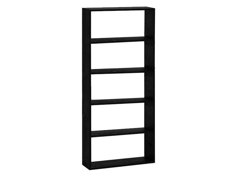 Estantería de madera maciza con 4 estantes negro - SAURA - DECOWOOD