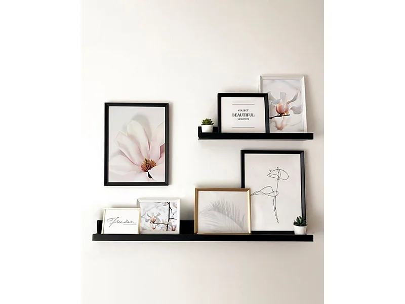 Pack 2 estantes de madera maciza flotante tono negro 50cm - DUC - DECOWOOD