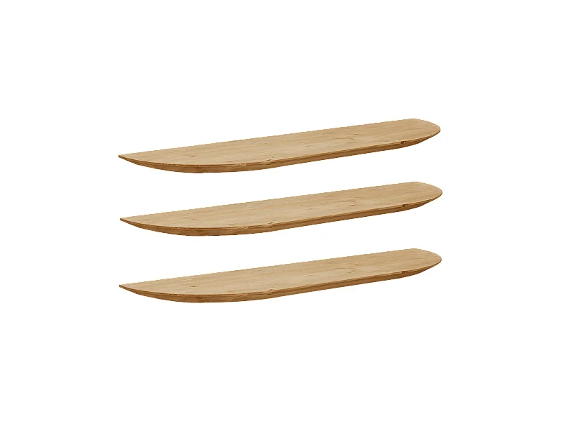 Pack 3 estanterías redondeadas de madera maciza flotantes tono roble medio 160x3,2x19,65cm - BLOOM - DECOWOOD