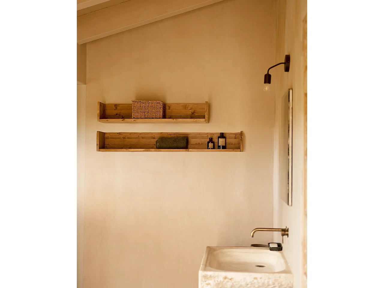 Étagère en bois massif ton vieilli de 120x16cm - ONA - DECOWOOD