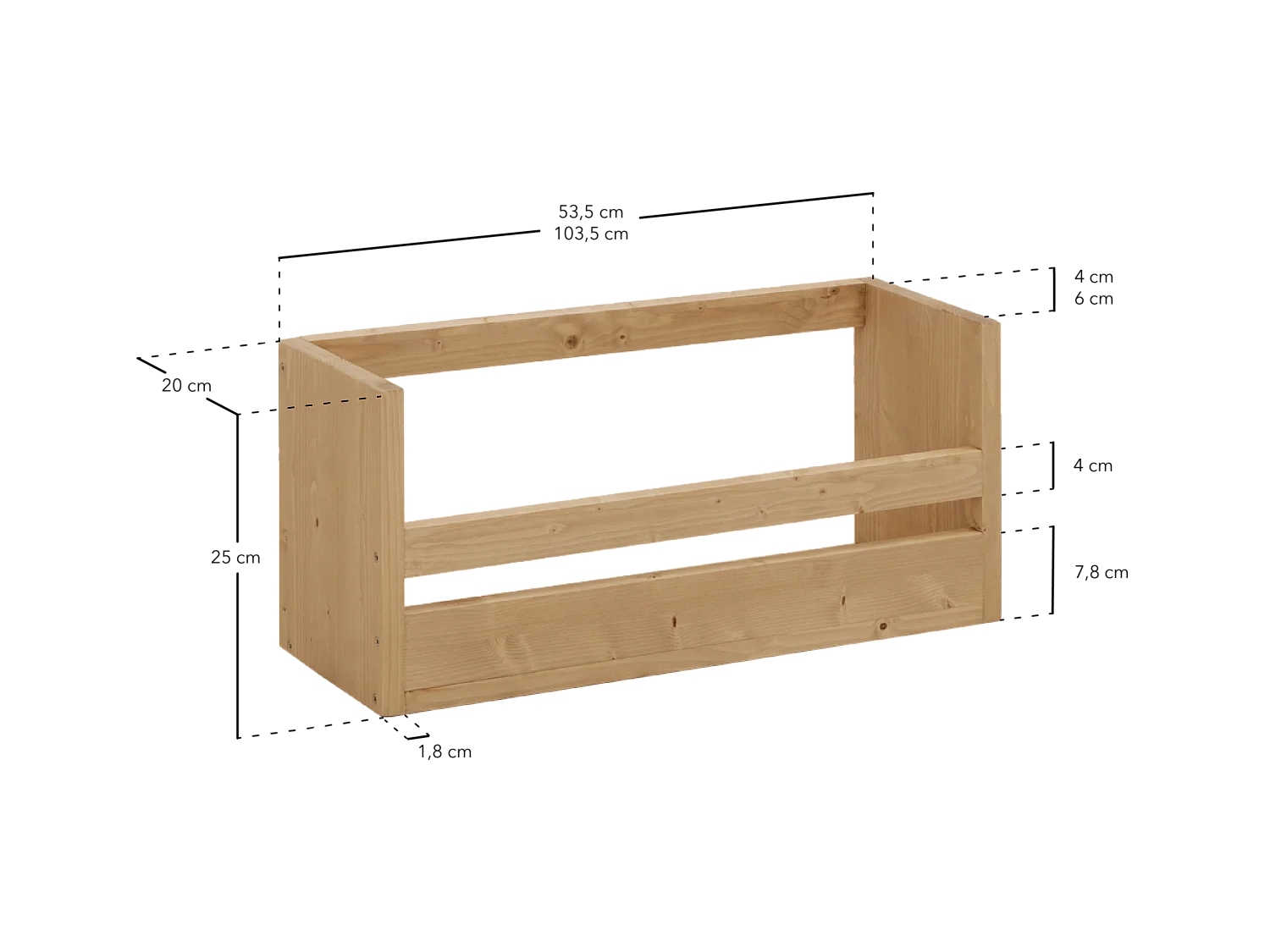 Estante / zapatero de madera maciza de abeto Decowood en tono nogal de 53,5x25cm - BOX - DECOWOOD