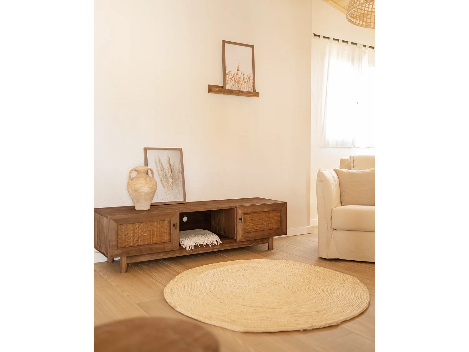 Estante de madera maciza flotante tono nogal 50cm - DUC - DECOWOOD