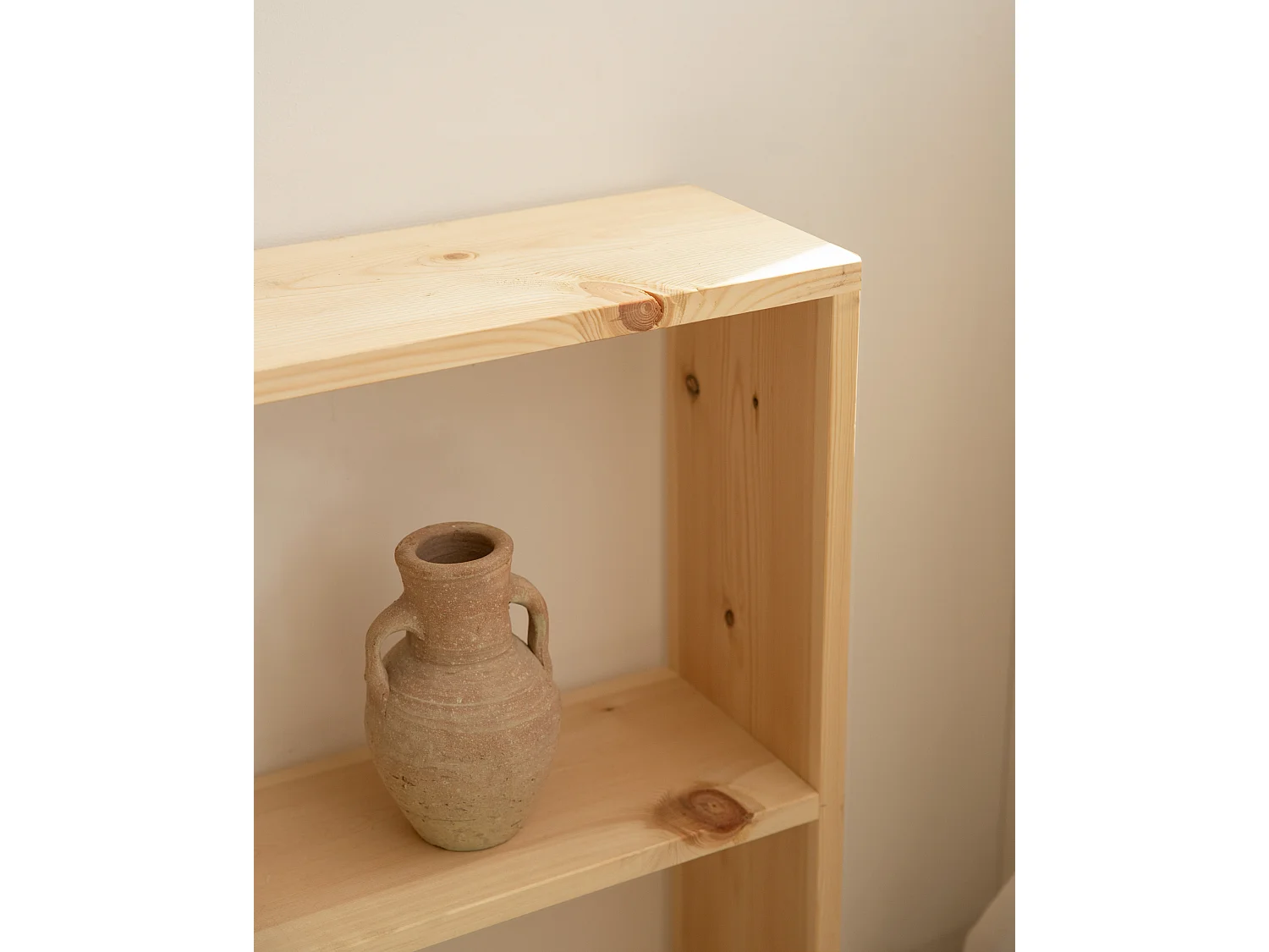 Estantería de madera maciza con 1 estante natural - SAURA - DECOWOOD