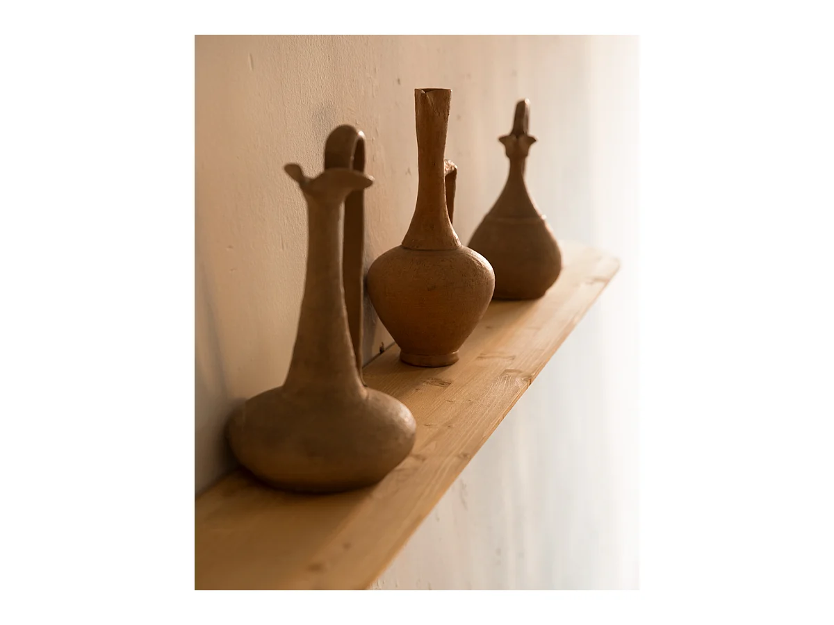 Set 4 ripiani arrotondati in legno massello in tono marrone chiaro 120x3,2x19,65cm - BLOOM - DECOWOOD