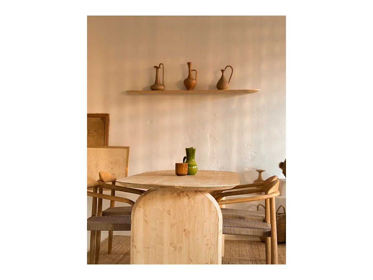 Set 4 ripiani arrotondati in legno massello in tono marrone chiaro 120x3,2x19,65cm - BLOOM - DECOWOOD