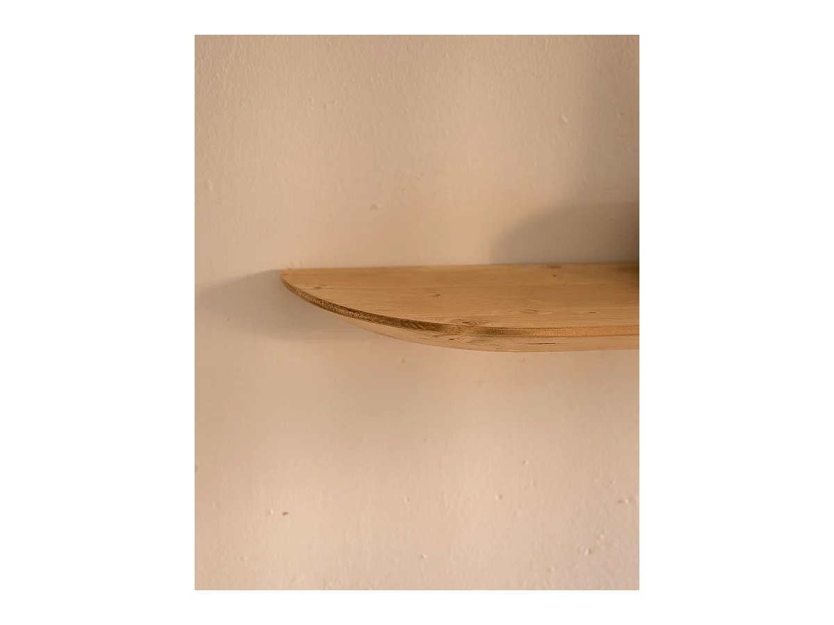 Set 4 ripiani arrotondati in legno massello in tono marrone chiaro 120x3,2x19,65cm - BLOOM - DECOWOOD