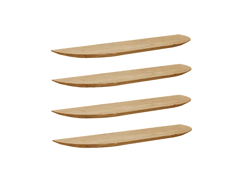 Pack 4 estanterías redondeadas de madera maciza flotantes tono roble medio 120x3,2x19,65cm - BLOOM - DECOWOOD