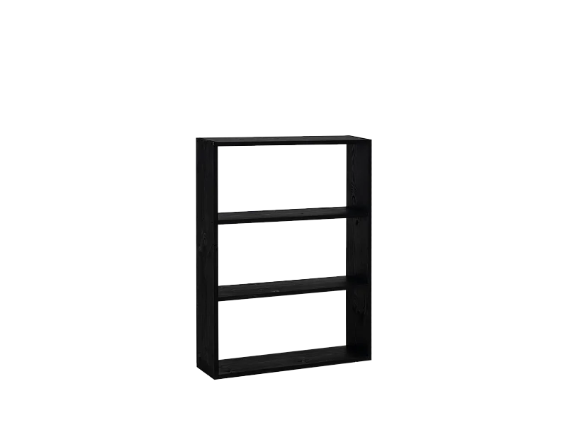 Estantería de madera maciza con 2 estantes negro - SAURA - DECOWOOD