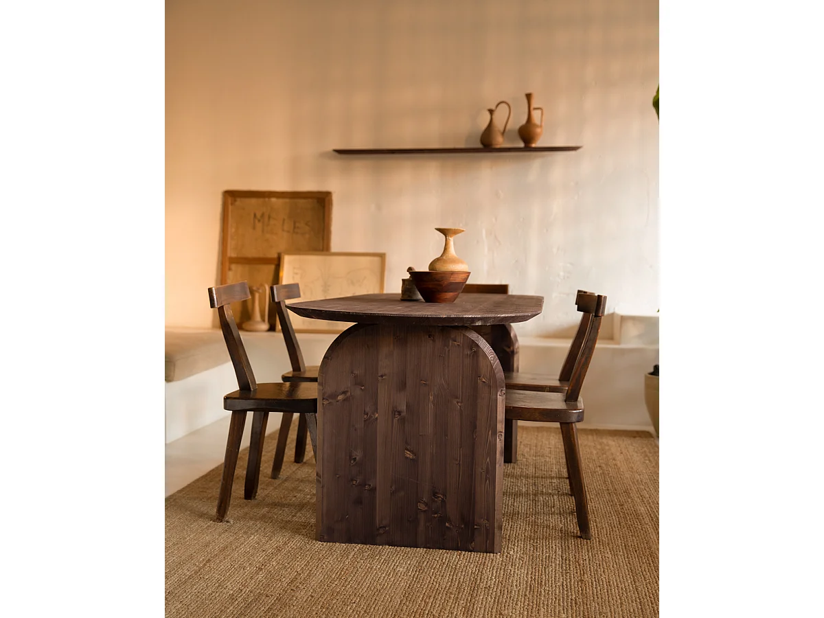 Set 4 ripiani arrotondati in legno massello in tono noce 200x3,2x19,65cm - BLOOM - DECOWOOD