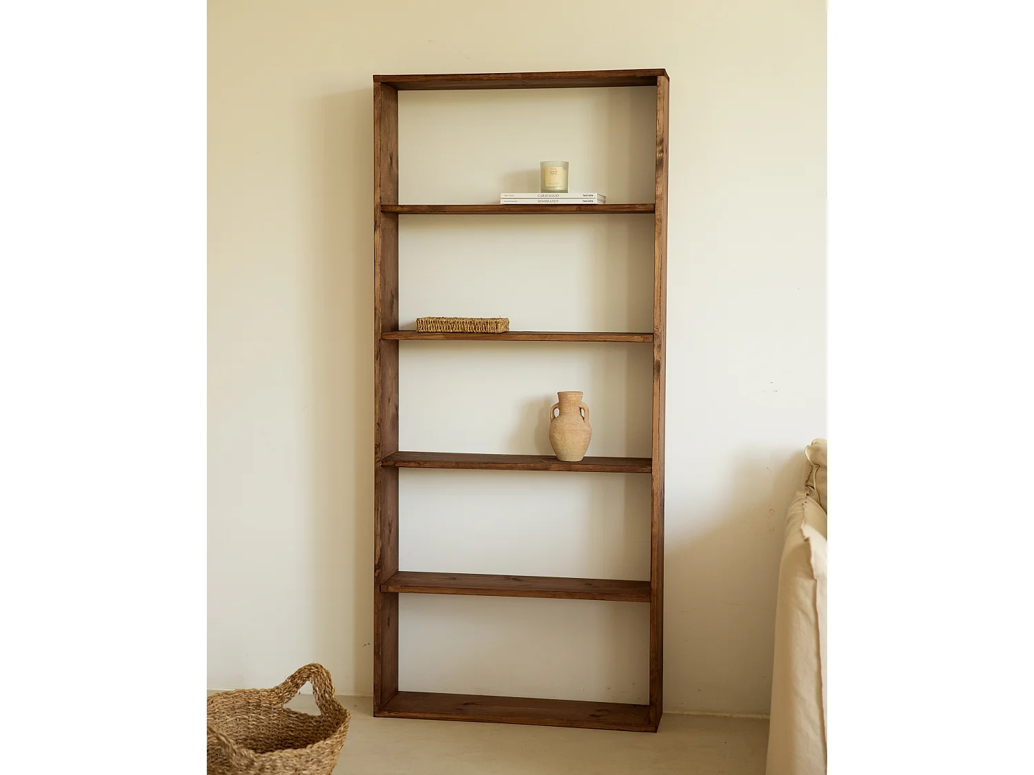 Étagère en bois de pin avec 4 étagères marron 80,2x179,6cm - SAURA - DECOWOOD