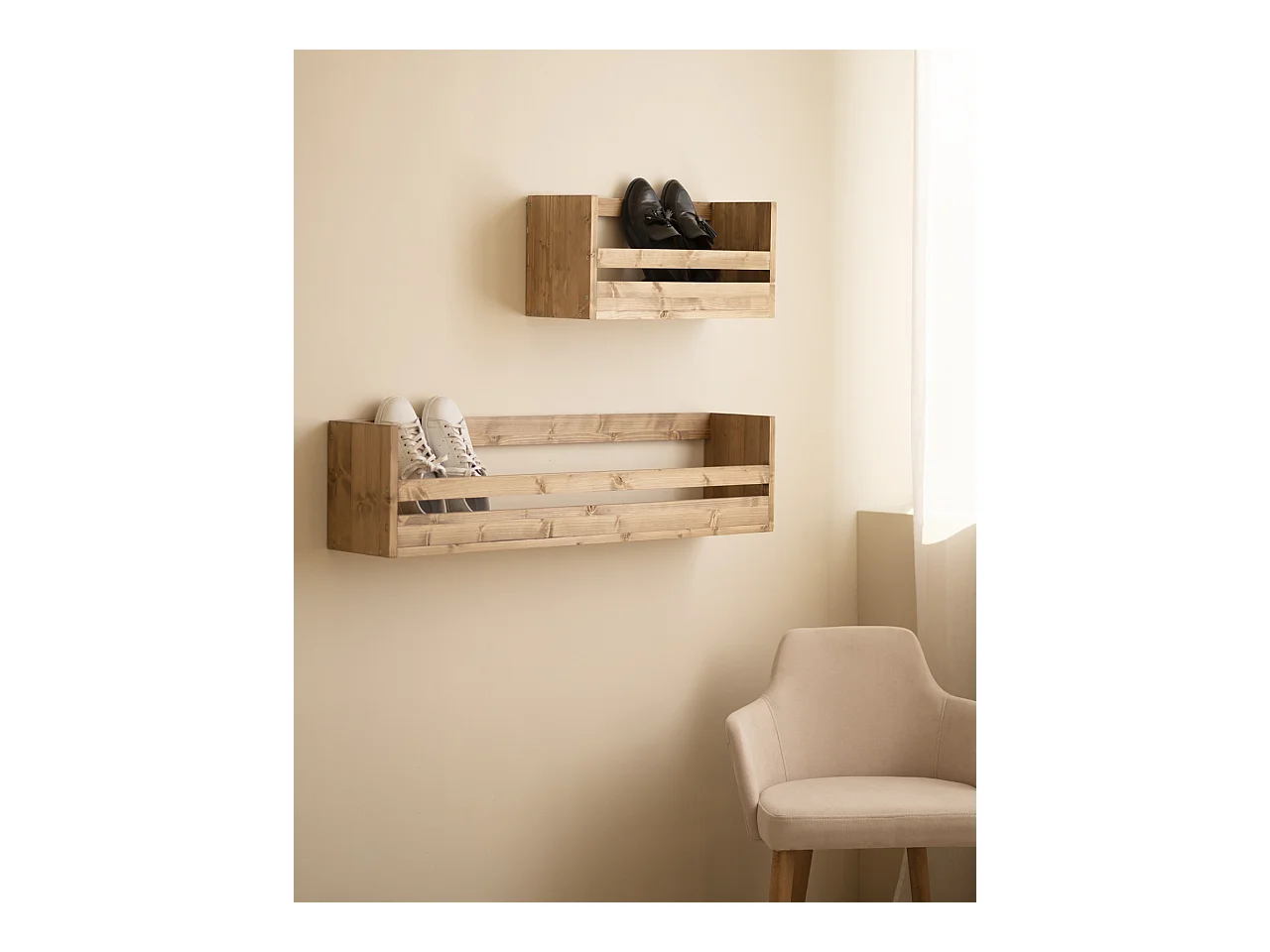 Sarpiera in legno massello in tono rovere scuro 53,5x25cm - BOX - DECOWOOD